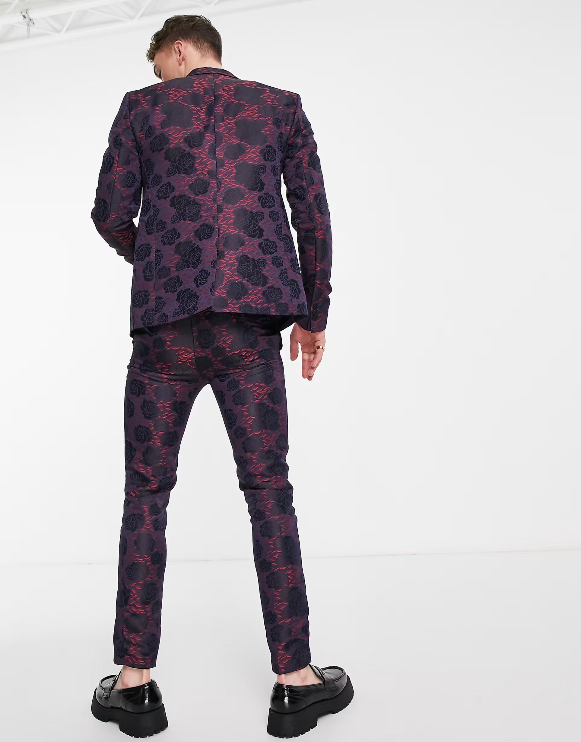 Bolongaro Trevor Mens Super Skinny Fit Jacquard Floral Suit Trousers