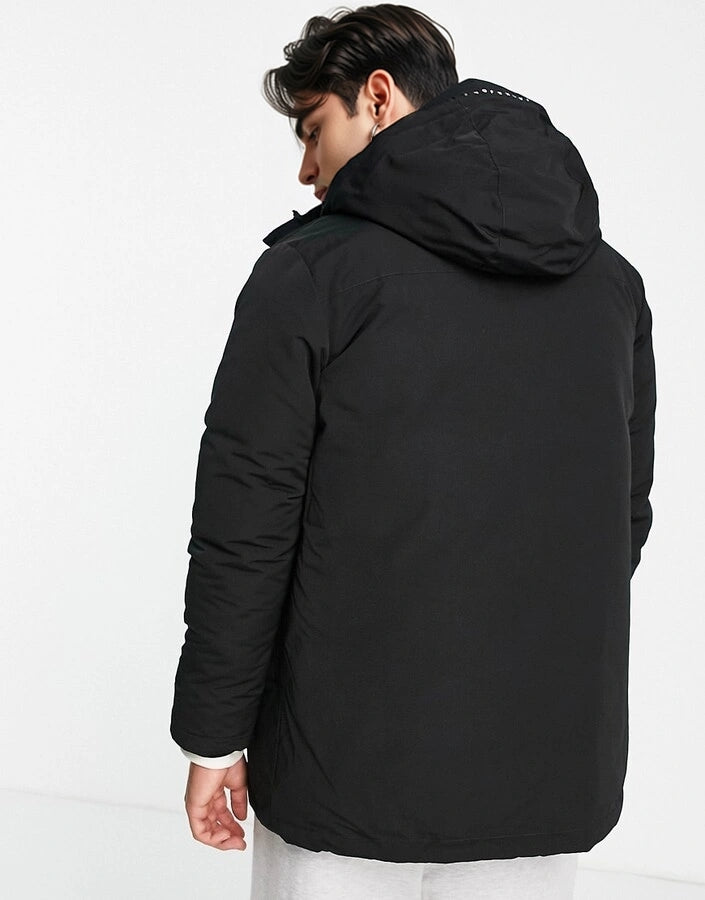 Jack & Jones Mens Core Parka With Hood In Black