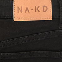 NA-KD Women's Black Cotton Highwaist Skinny Ripped Jean