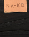 NA-KD Women's Black Cotton Highwaist Skinny Ripped Jean