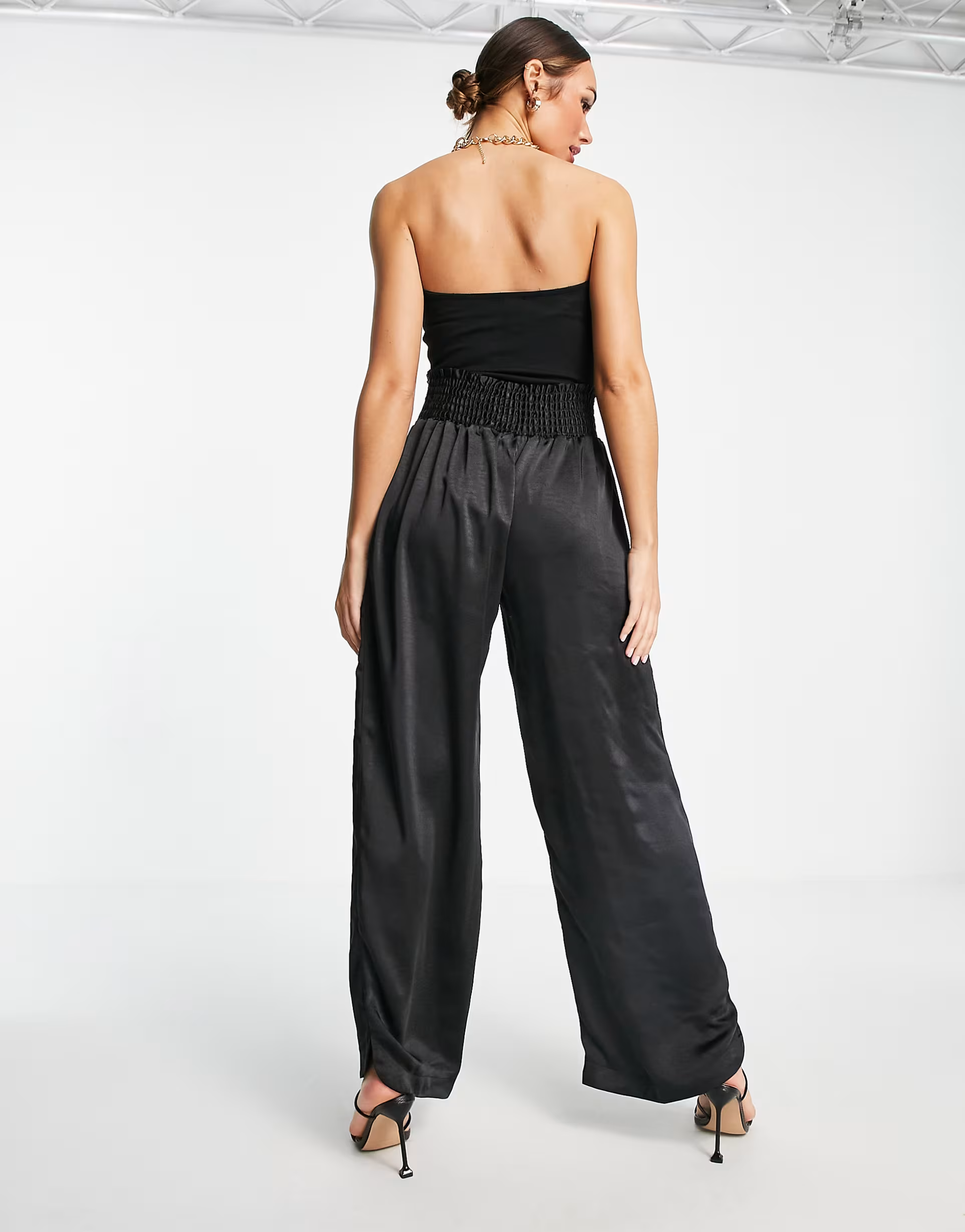 Extro & Vert Womens Satin Trouser In Black
