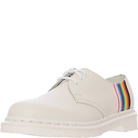 Dr Martens Womens White Pride Retro Leather Flat Shoes