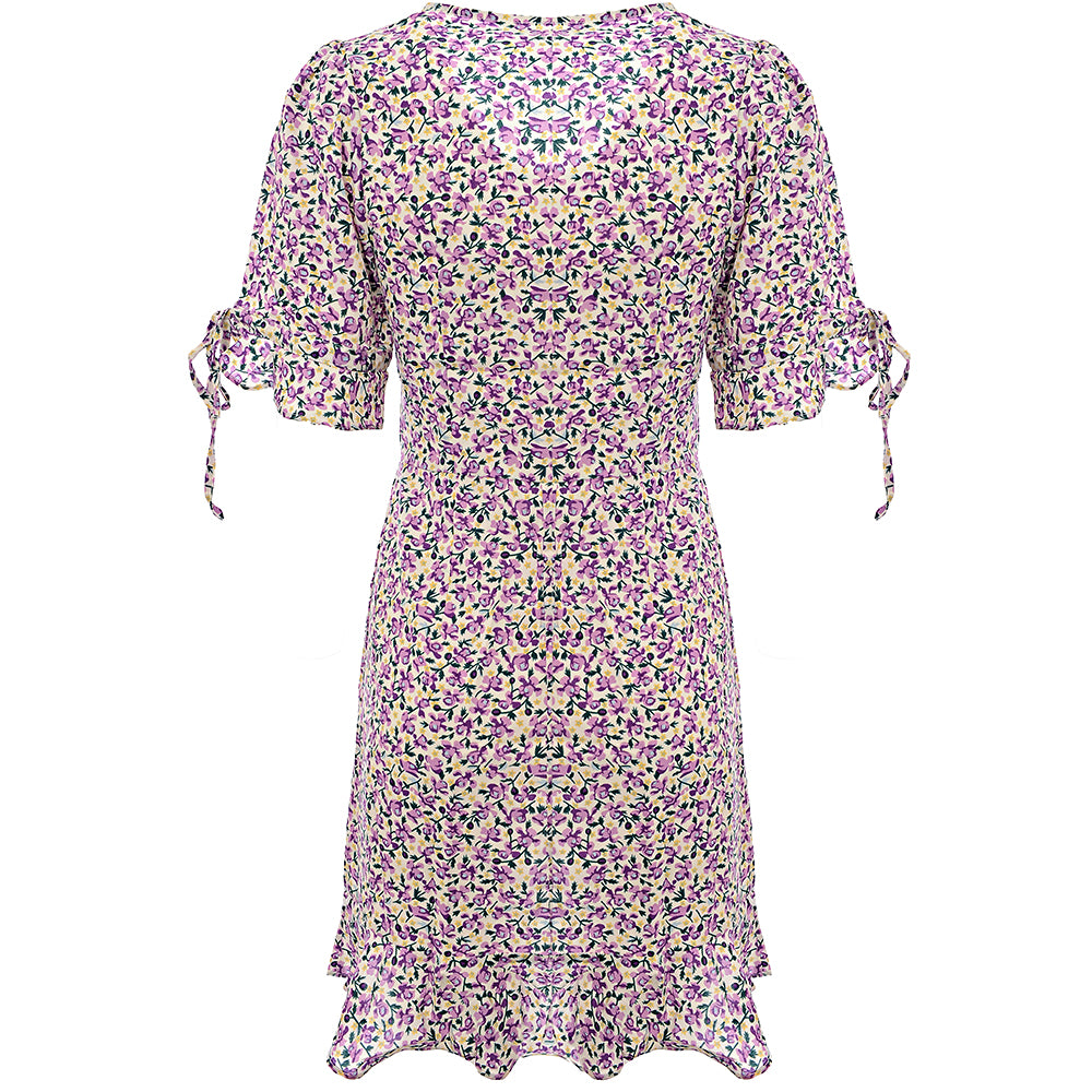 Womens Brave Soul Floral Mini Wrap Dress in Lilac