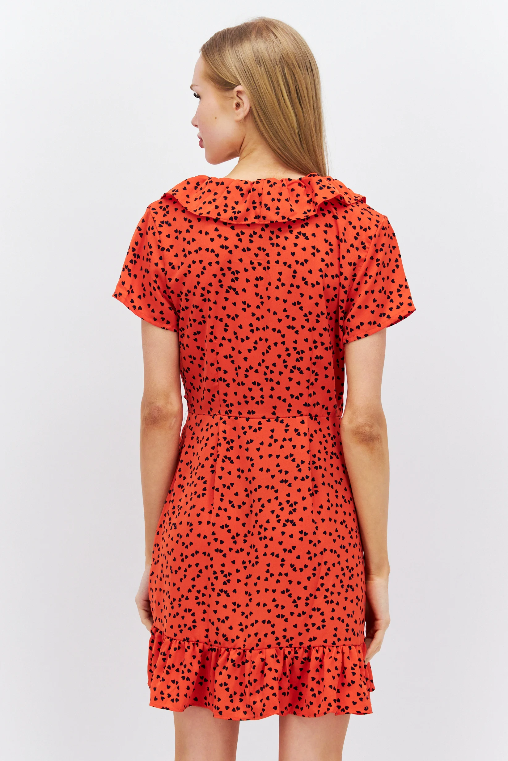 Brave Soul Womens Aza Printed Wrap Dress In Red