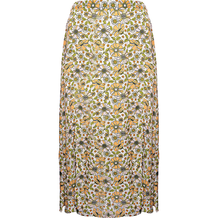 Jdy Women's Yellow Floral Print Midi Skirt