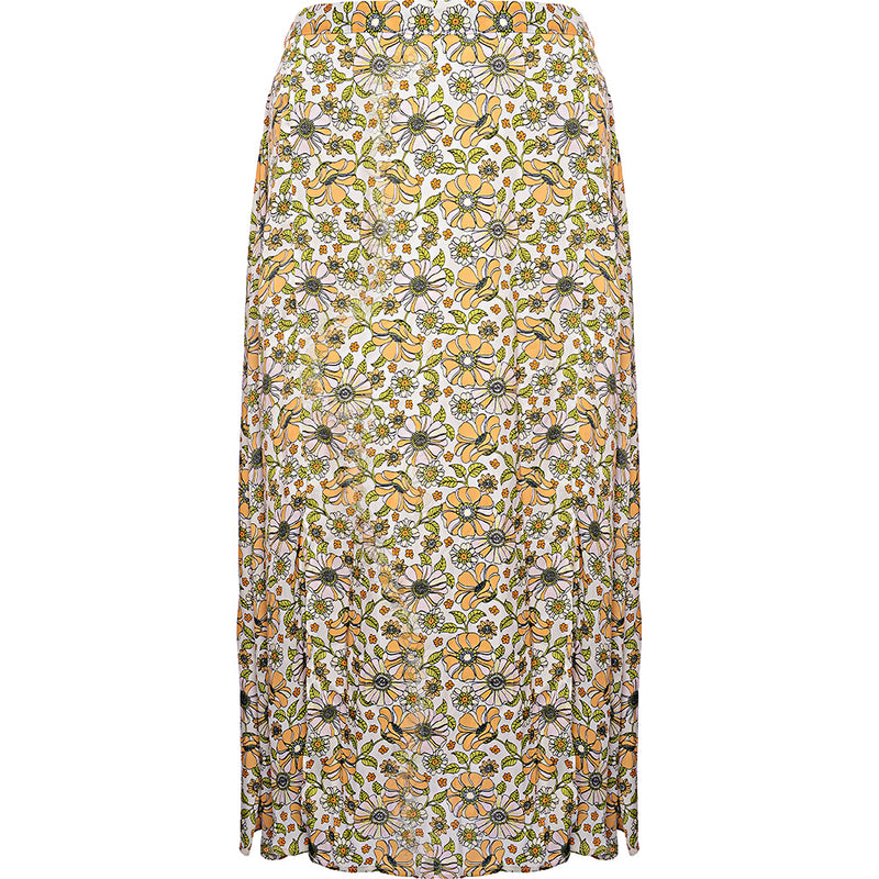 Jdy Women's Yellow Floral Print Midi Skirt