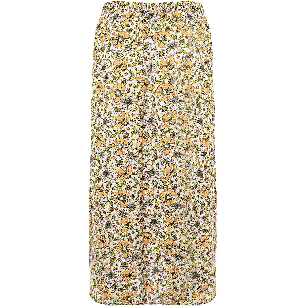 Jdy Women's Yellow Floral Print Midi Skirt