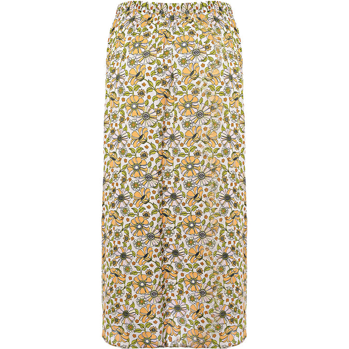 Jdy Women's Yellow Floral Print Midi Skirt