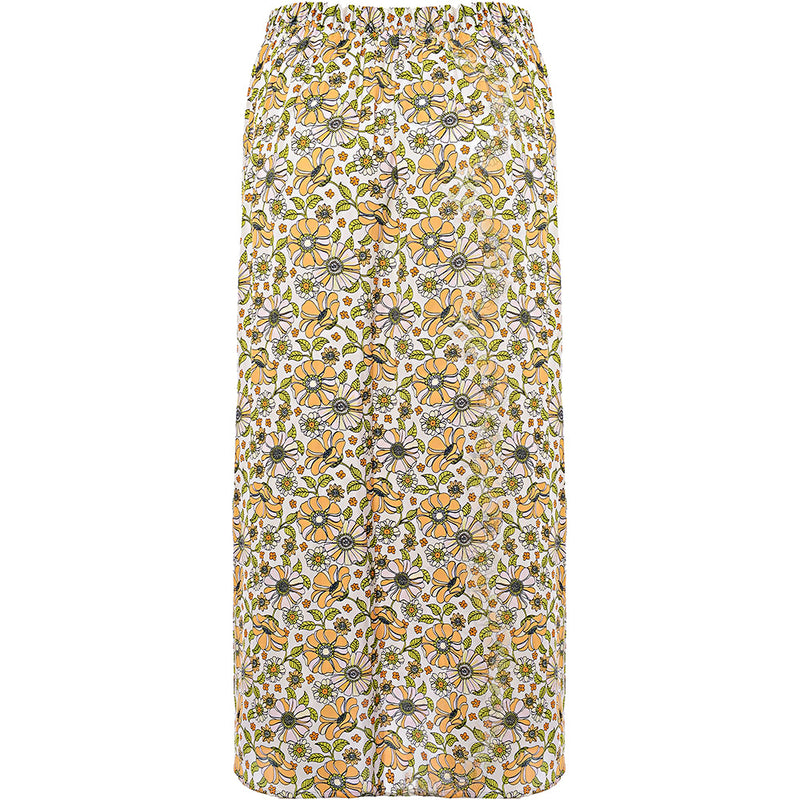 Jdy Women's Yellow Floral Print Midi Skirt