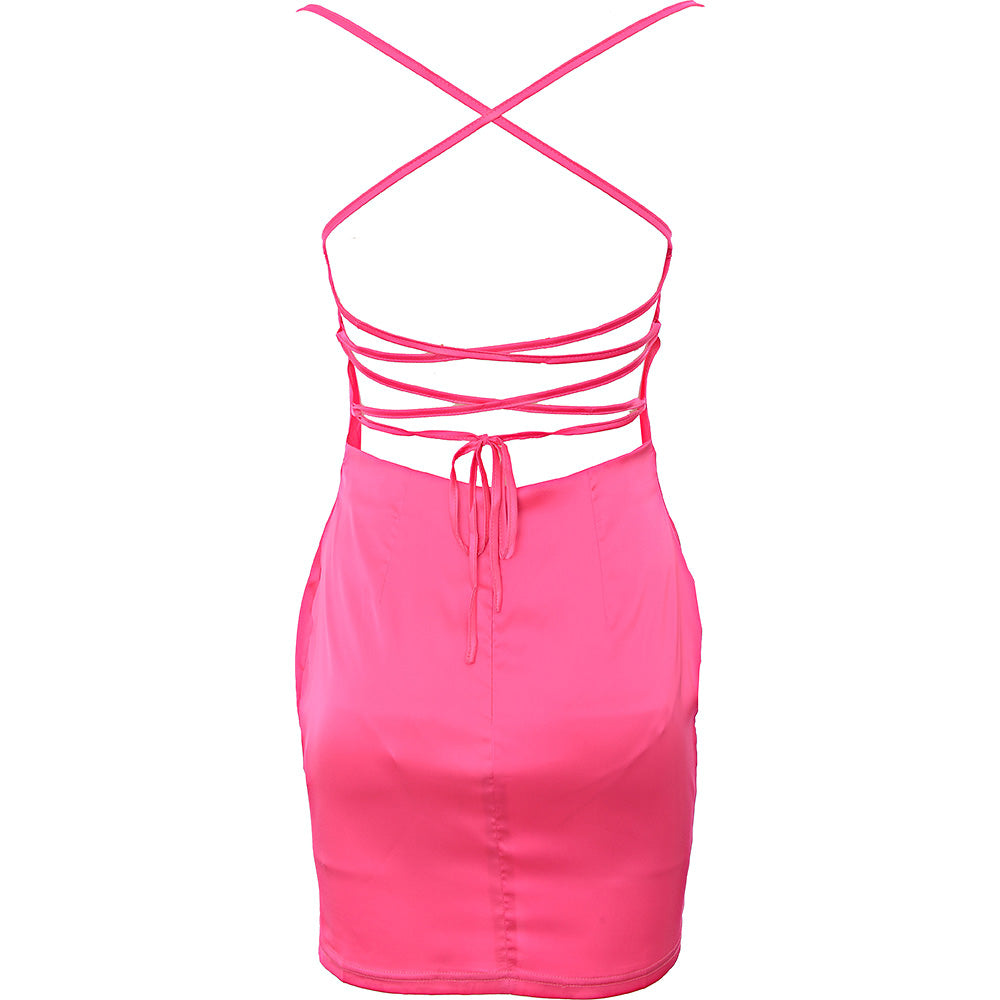 NaaNaa Women&#39;s Satin Slip Dress in Pink