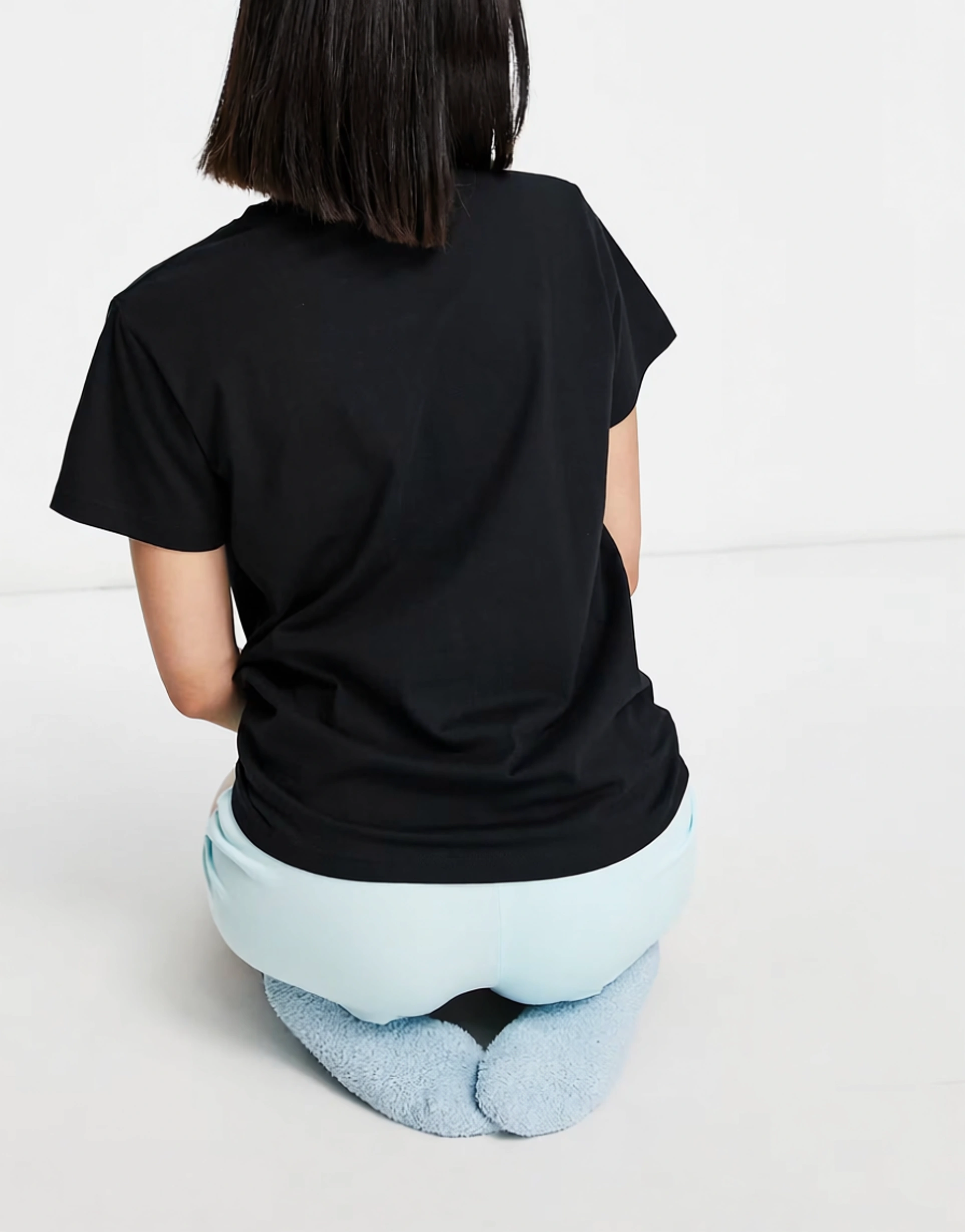 Womens Threadbare Love More Pj Set In Black And Pale Blue
