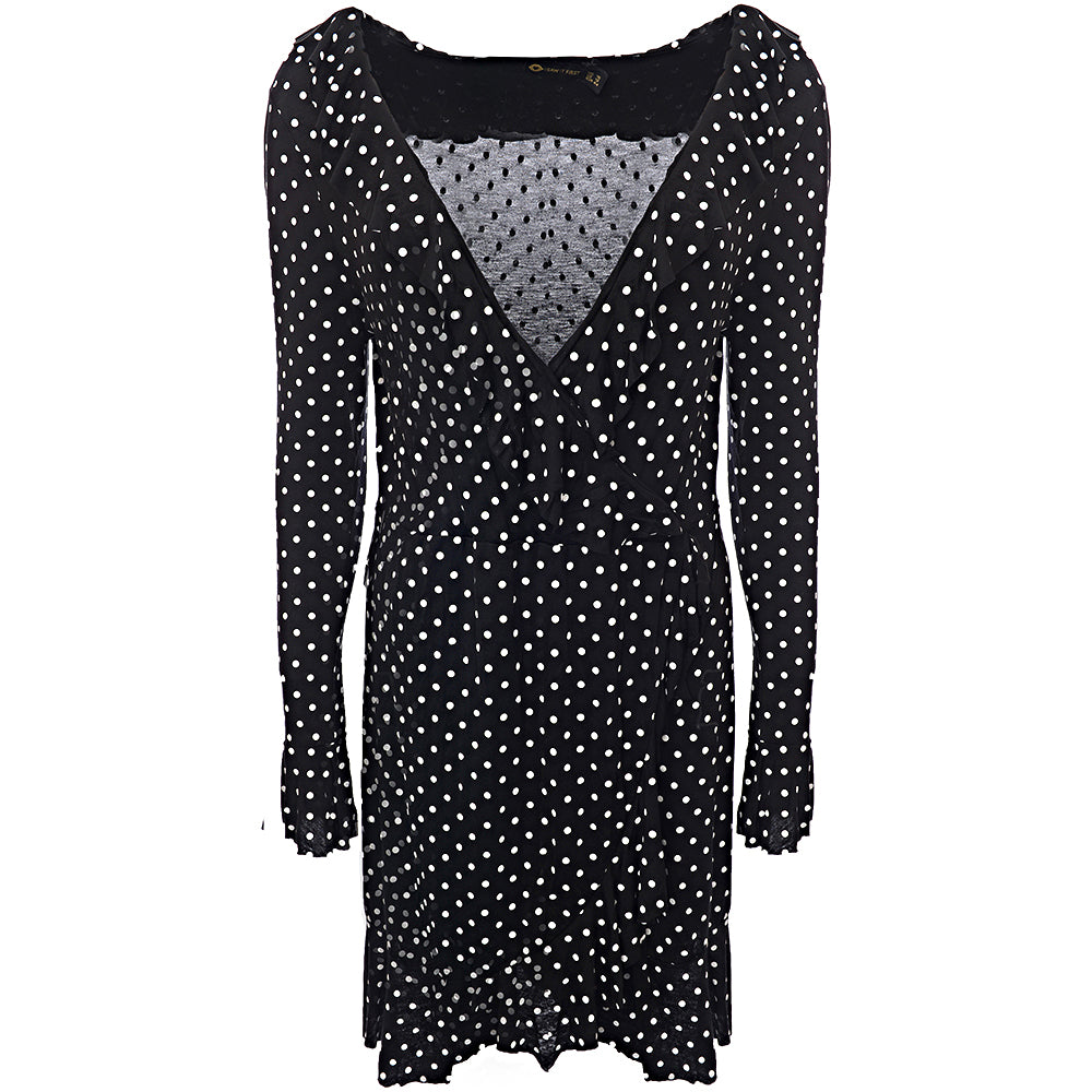 Womens I Saw It First Polka Dot Print Ruffle Hem in Black