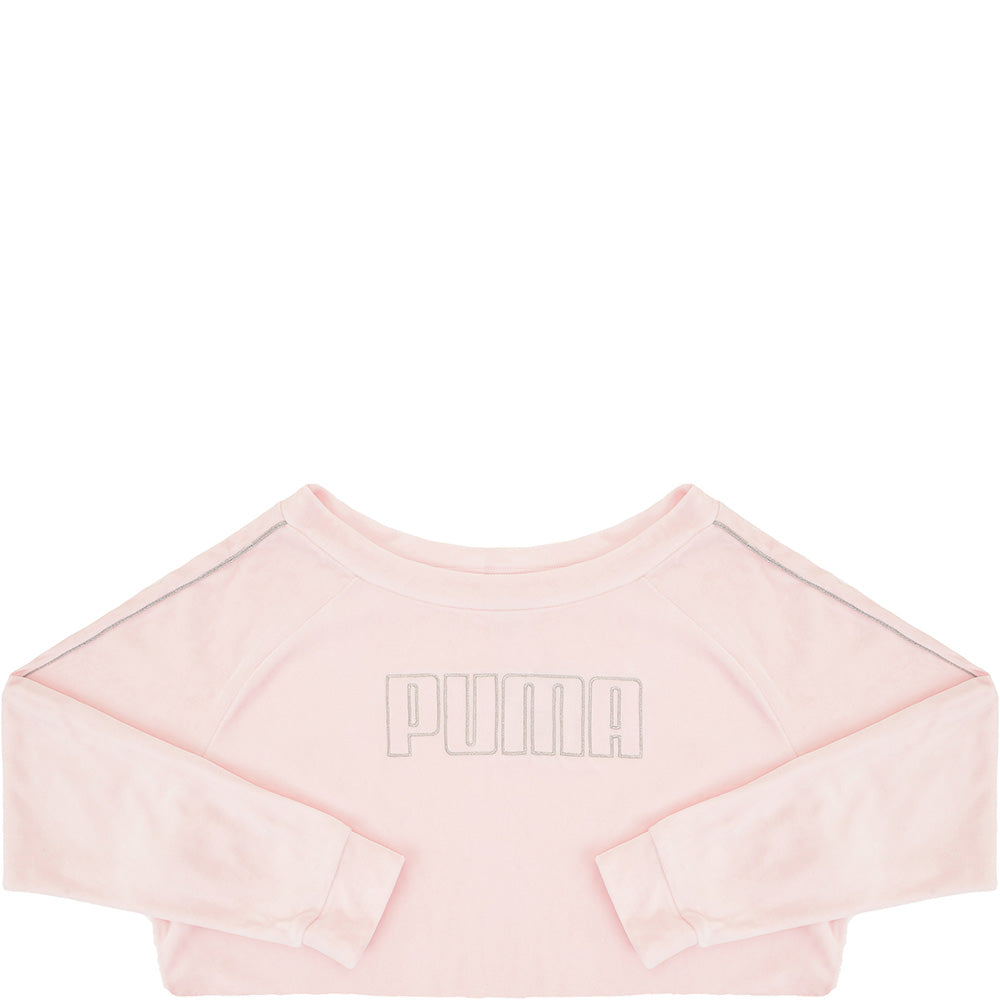 Womens Puma Cropped Crew Neck Sweatshirt in Pink
