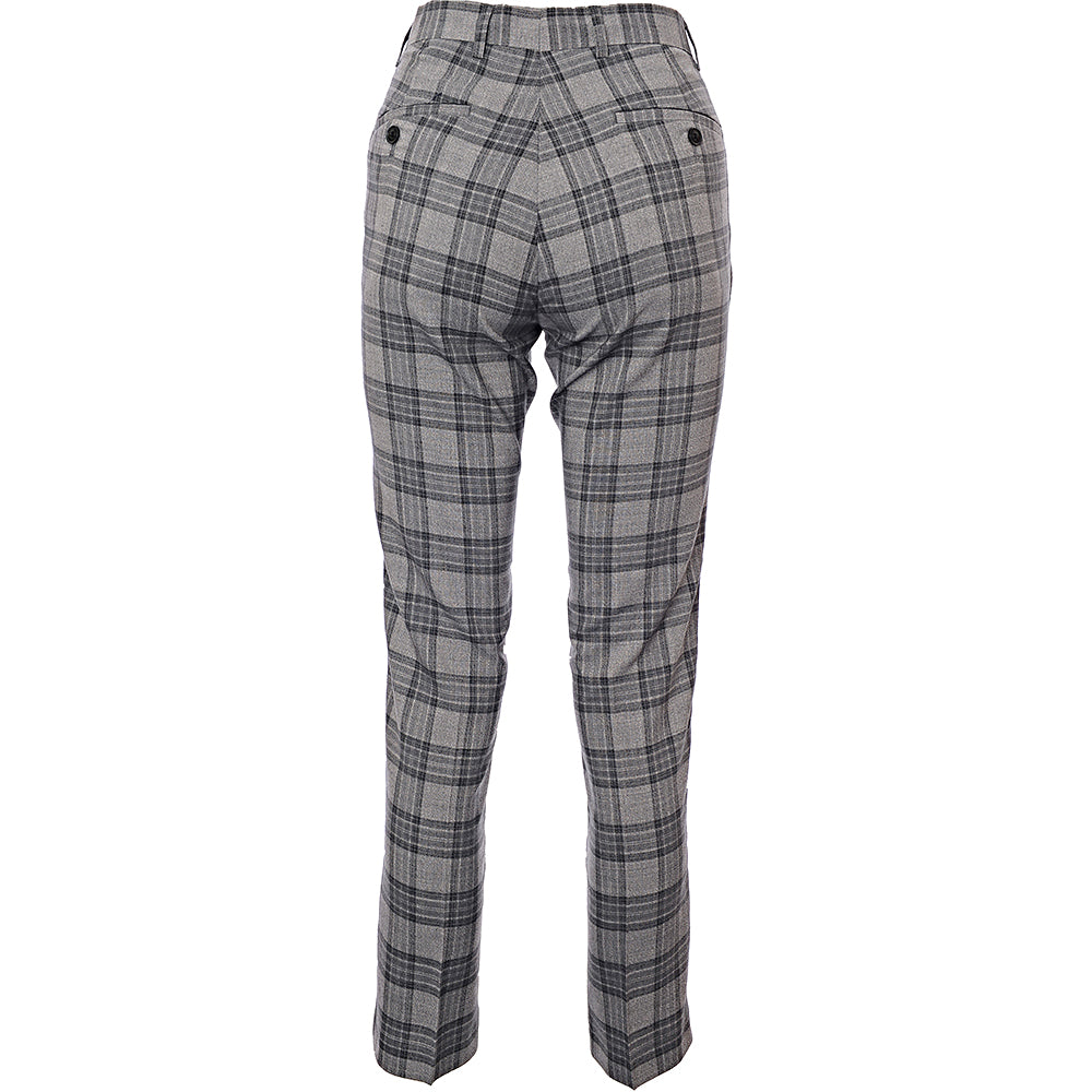 Brave Soul Mens Skinny Fit Grey Check Cropped Suit Trousers