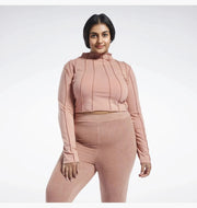 Womens Reebok Plus Seam Detail Long Sleeve Crop Top in Pink
