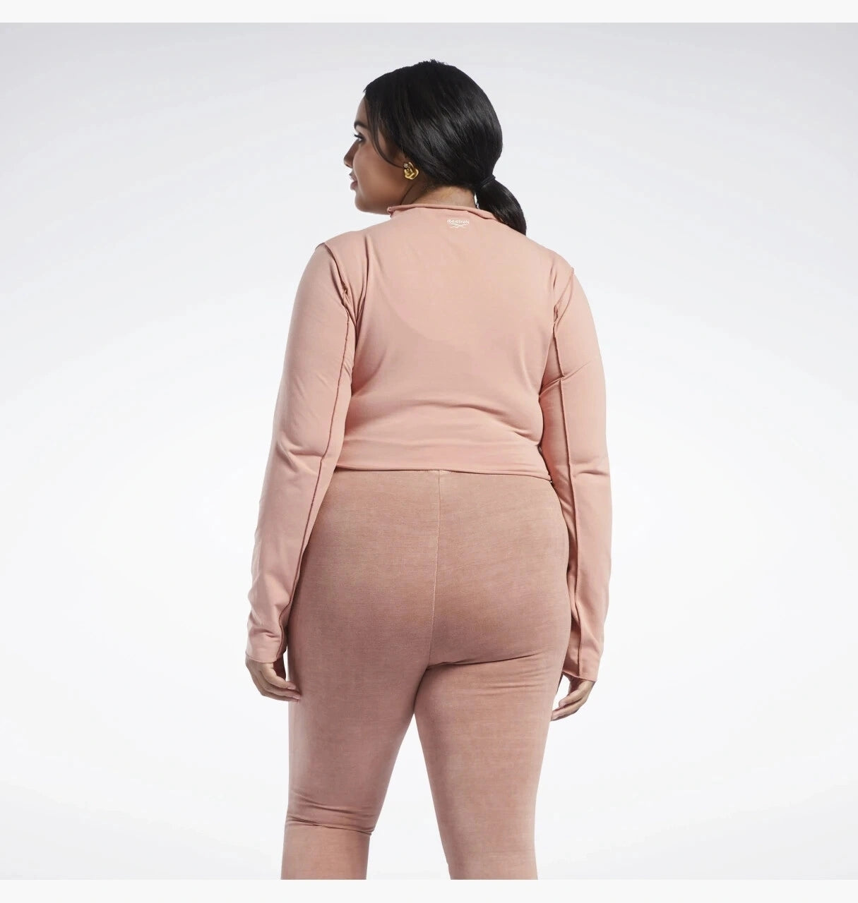 Womens Reebok Plus Seam Detail Long Sleeve Crop Top in Pink