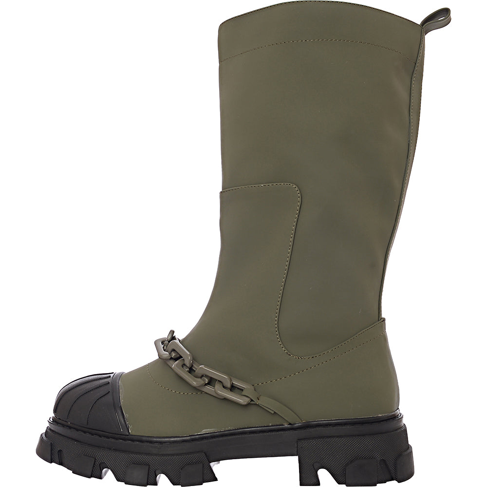 Public Desire Men&#39;s Green Lincoln Chain Rain Boots