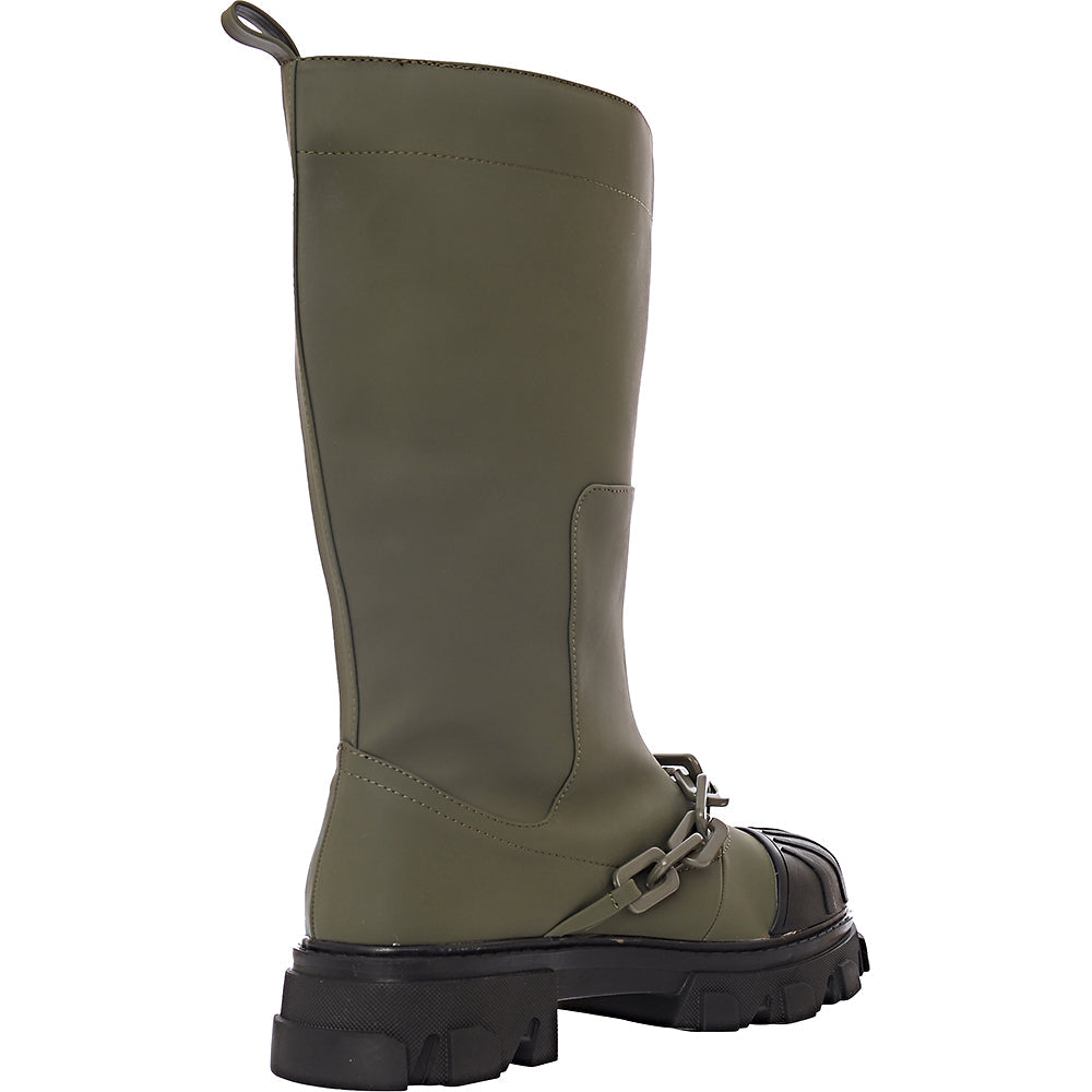 Public Desire Men&#39;s Green Lincoln Chain Rain Boots