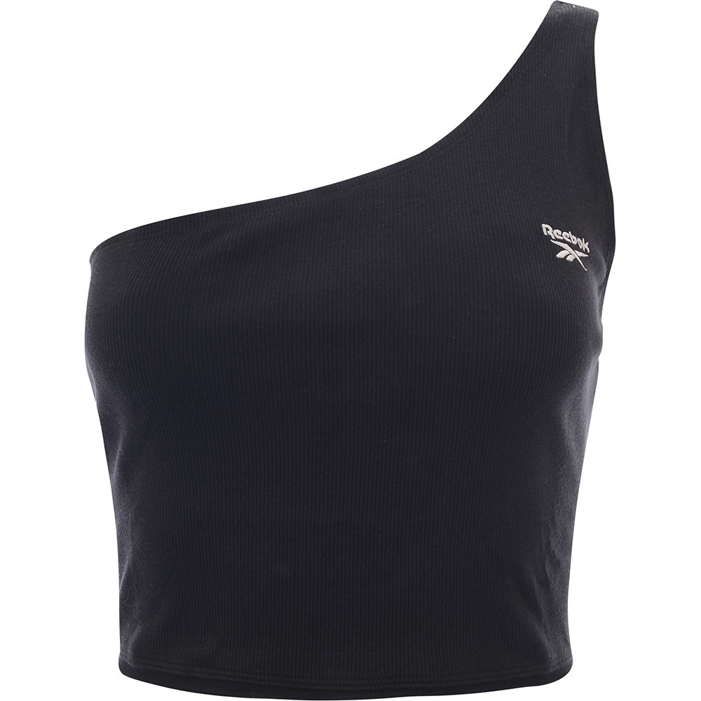 Reebok Womens Asymmetric One Shoulder Crop Top in Black