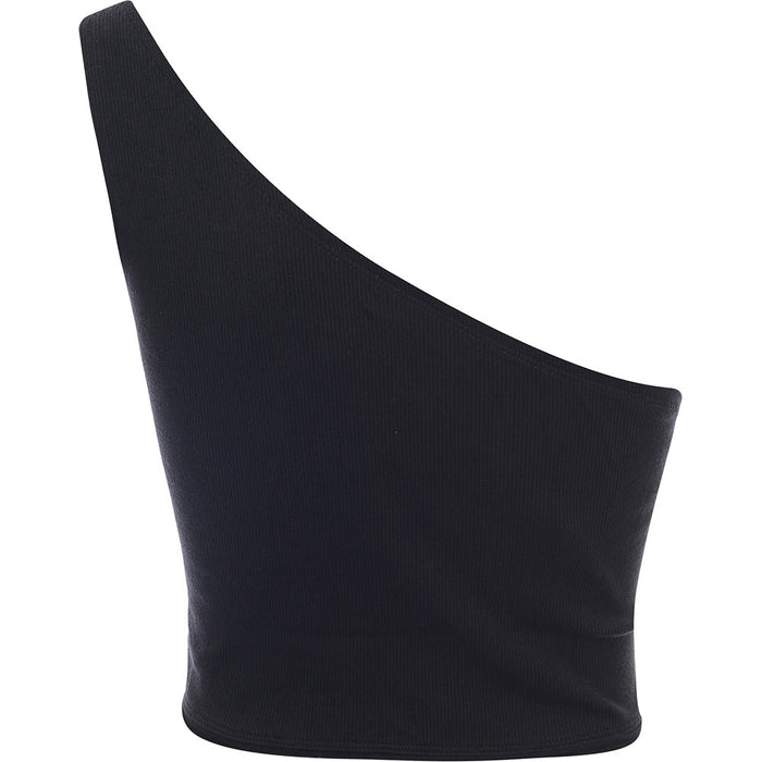 Reebok Womens Asymmetric One Shoulder Crop Top in Black