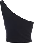 Reebok Womens Asymmetric One Shoulder Crop Top in Black