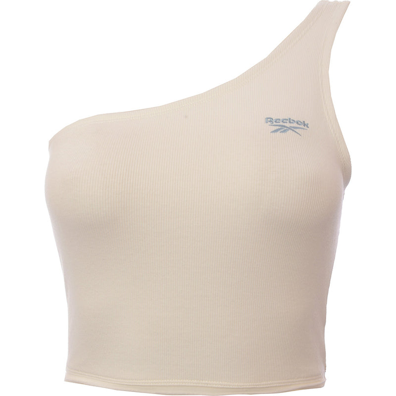 Reebok Women's White Assymetric One Shoulder Crop Top