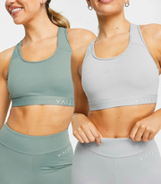 Womens Vai21 2 Pack Medium Support Sports Bras In Grey And Green