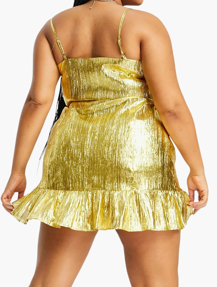 Collective The Label Womens Curve Cupped Metallic Mini Dress In Gold