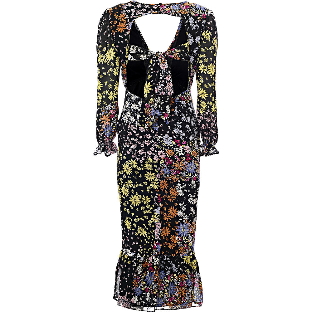 Violet Romance Women's Mixed Floral Print Maternity Open Back Midi Dress