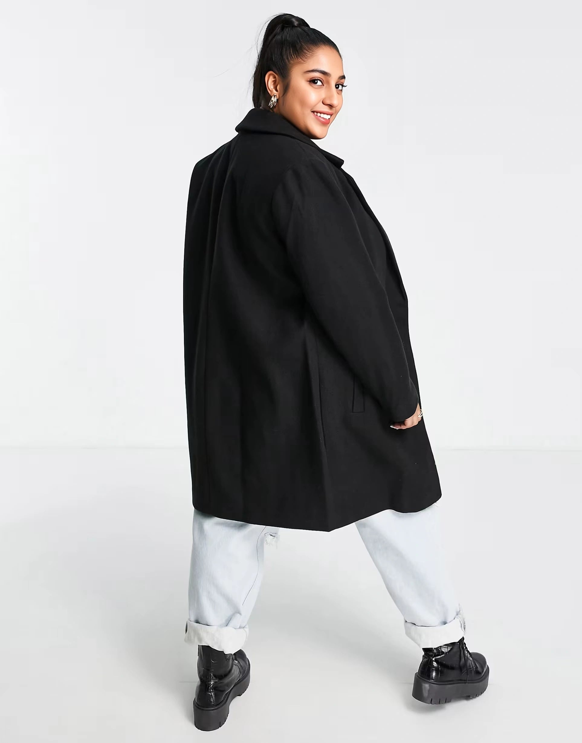 Womens Forever New Curve Smart Tailored Short Coat in Black