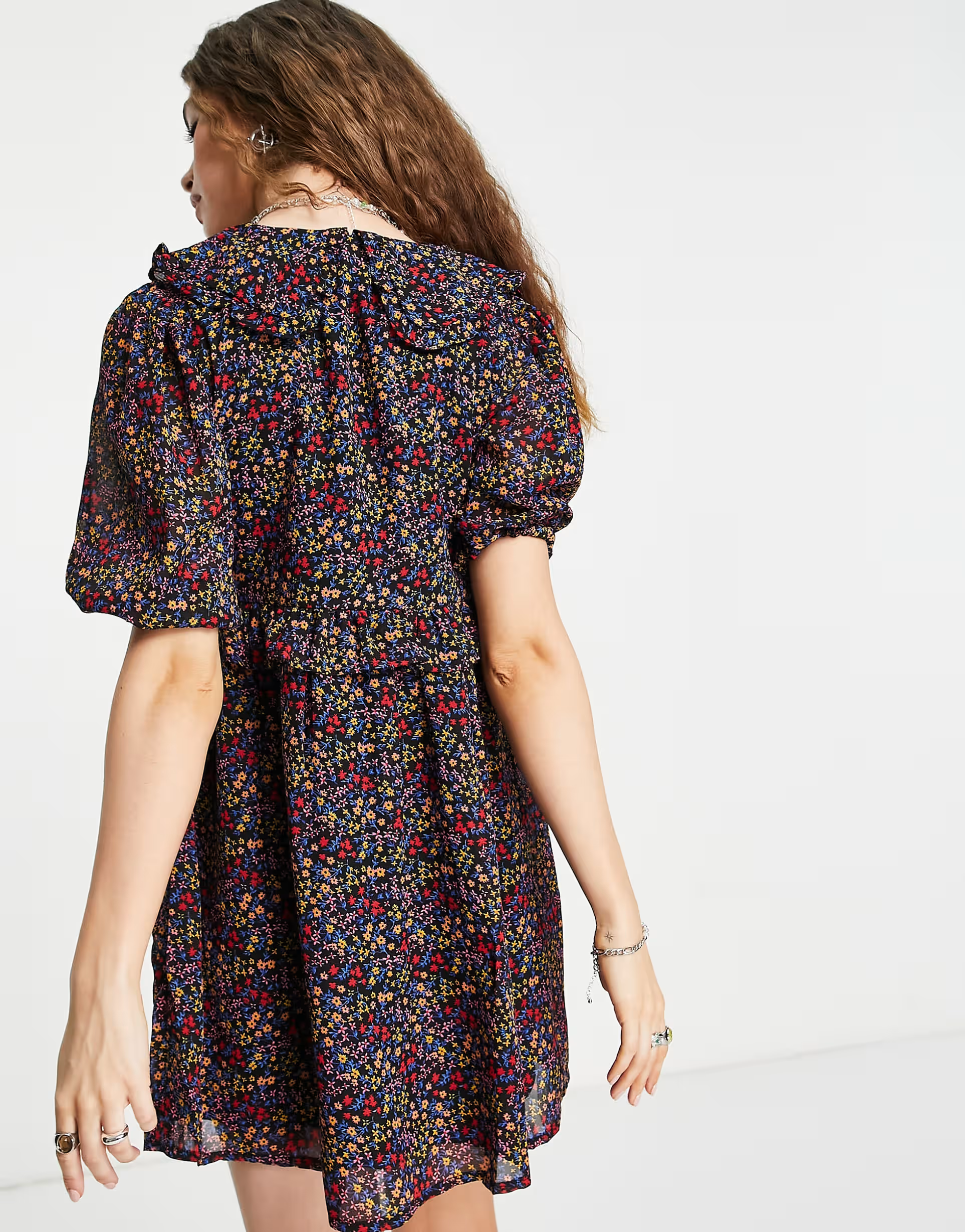 Violet Romance Womens Collared Mini Dress in Ditsy Floral Print