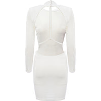 Aria Cove Women's White Shoulder Pad Detail Mini Dress with Open Back