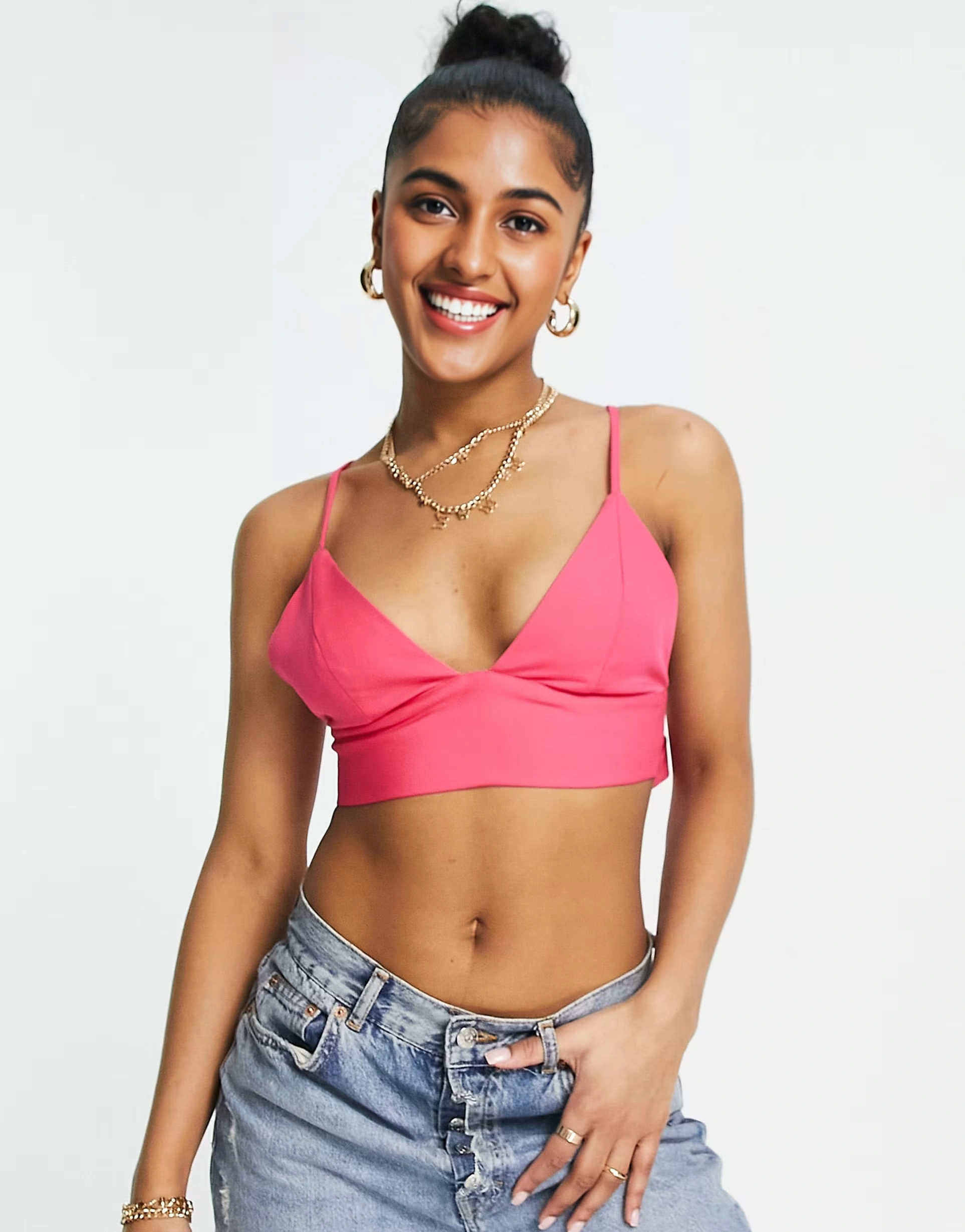 Lola May Womens Tie Back Co-Ord Cropped Cami Top