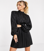Lola May Womens Satin Stripe Mini Dress With Back Cutout In Black