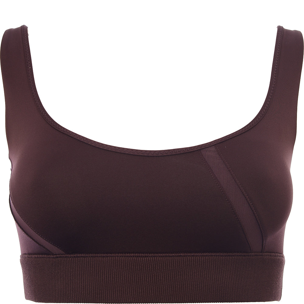 Puma Womens Studio Yoga Bra With Mesh Detail In Brown