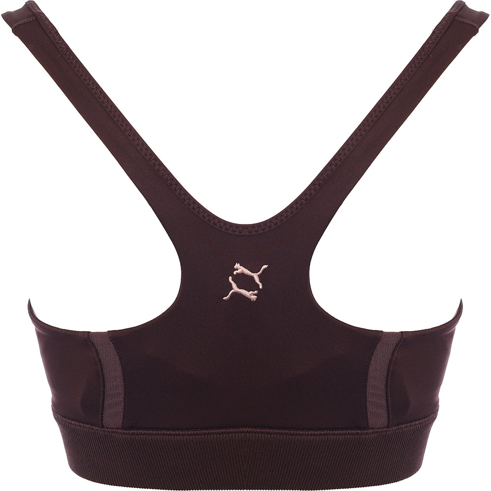 Puma Womens Studio Yoga Bra With Mesh Detail In Brown