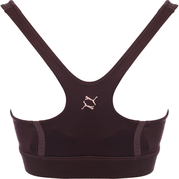 Puma Womens Studio Yoga Bra With Mesh Detail In Brown