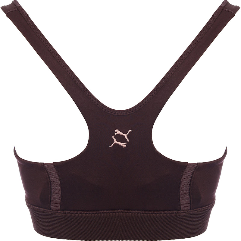 Puma Womens Studio Yoga Bra With Mesh Detail In Brown