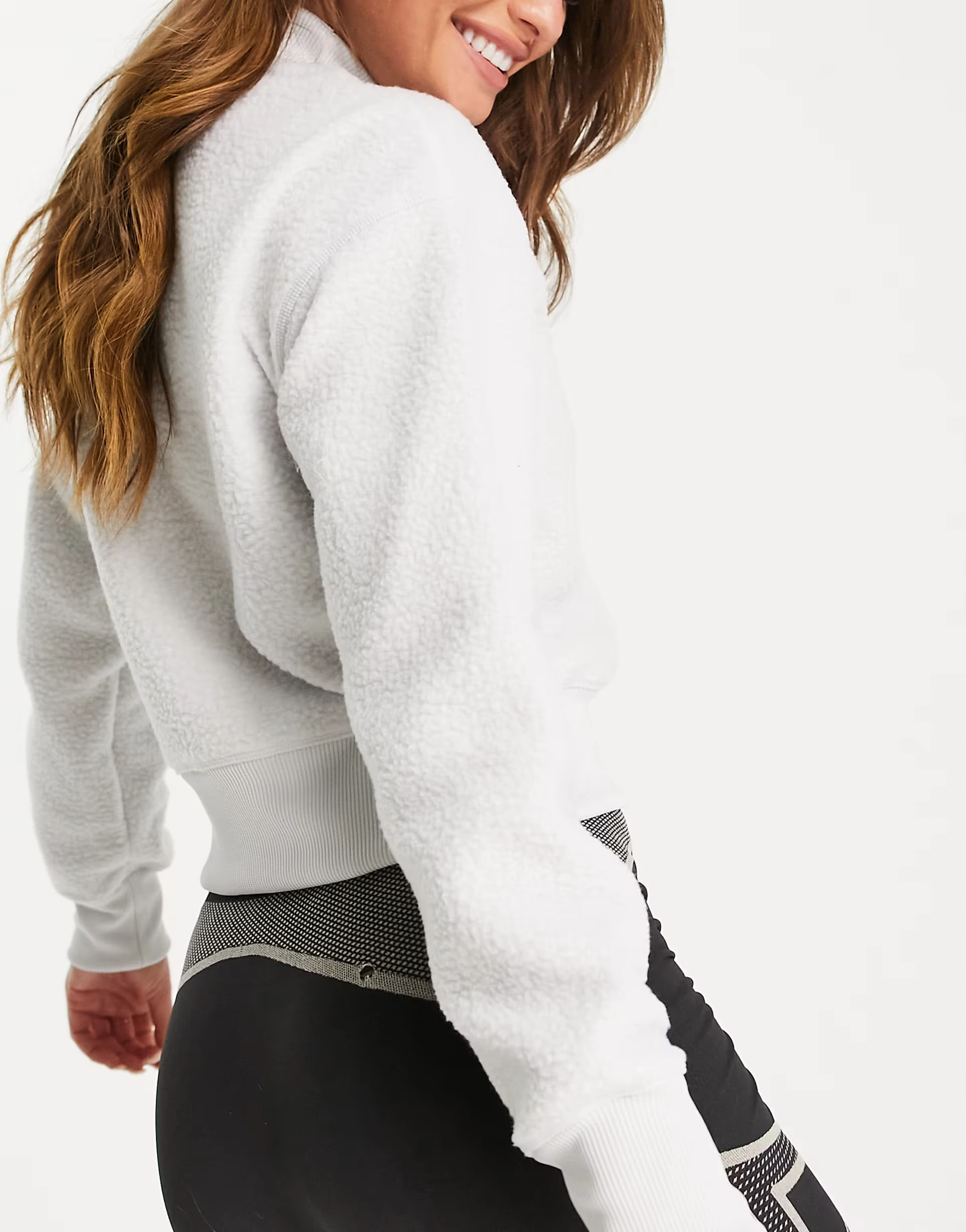 Womens Puma Training Sherpa Sweatshirt in Soft Grey