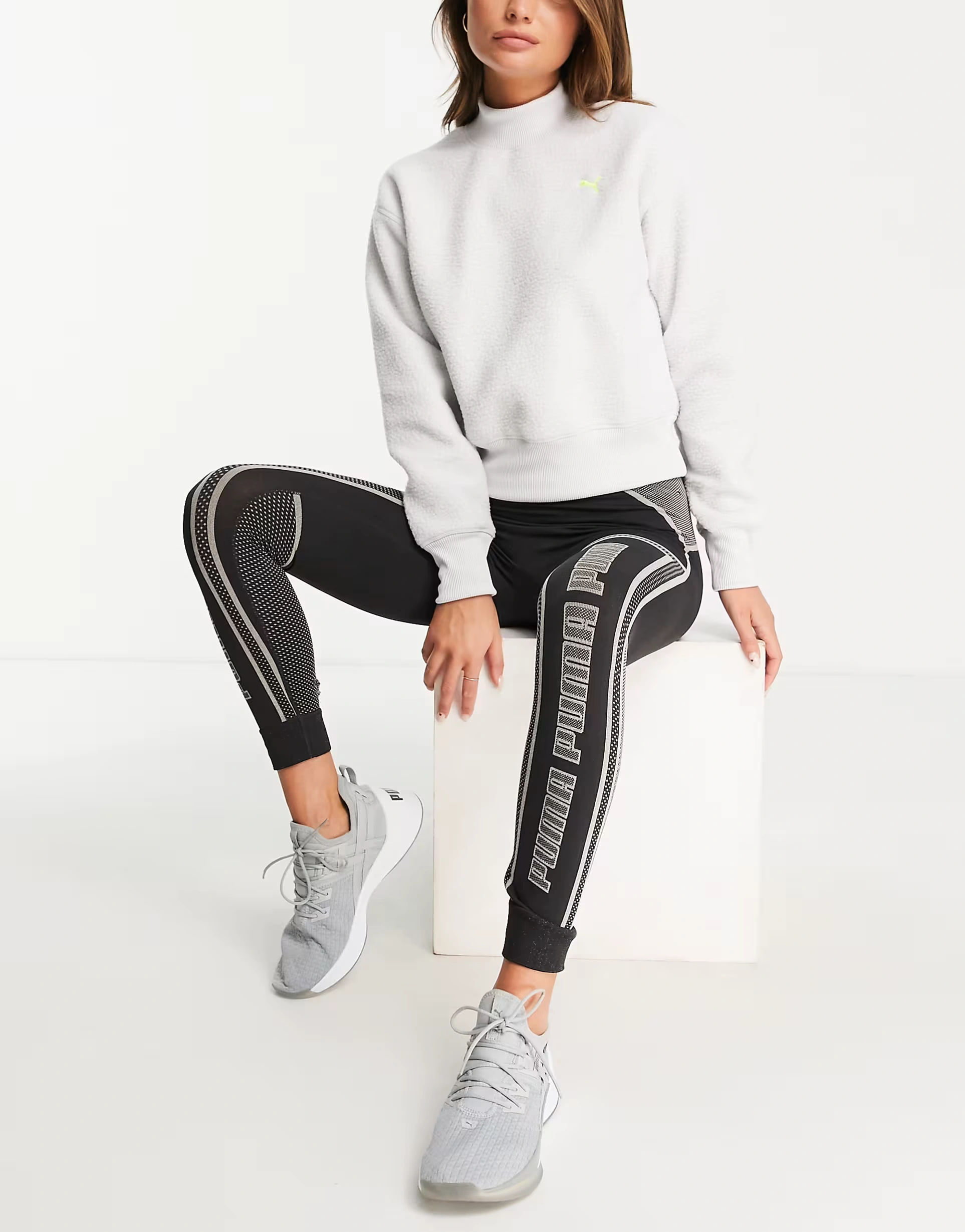 Womens Puma Training Sherpa Sweatshirt in Soft Grey