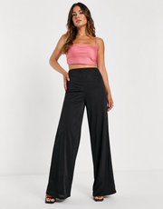 Missguided Womens Wide Leg Trousers In Black