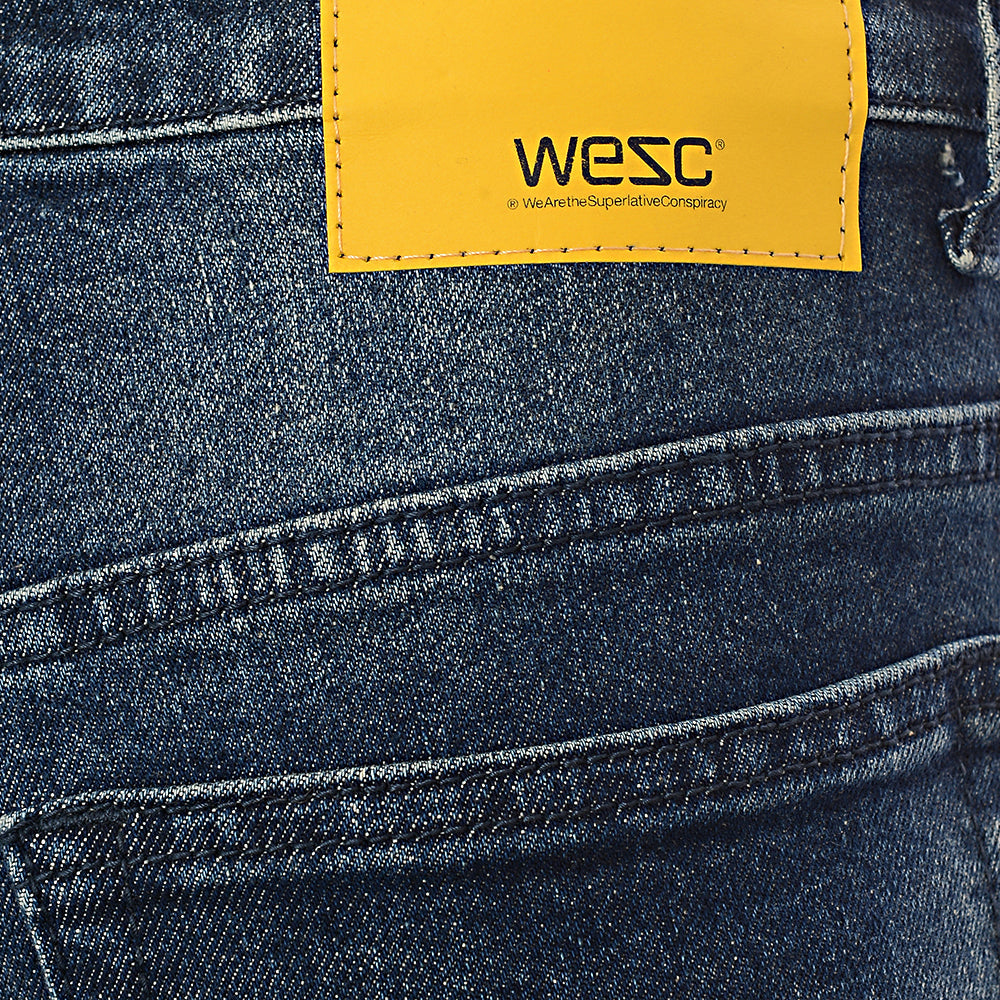 WESC Mens Eddy Slim Fit Jeans in Mid Wash Blue