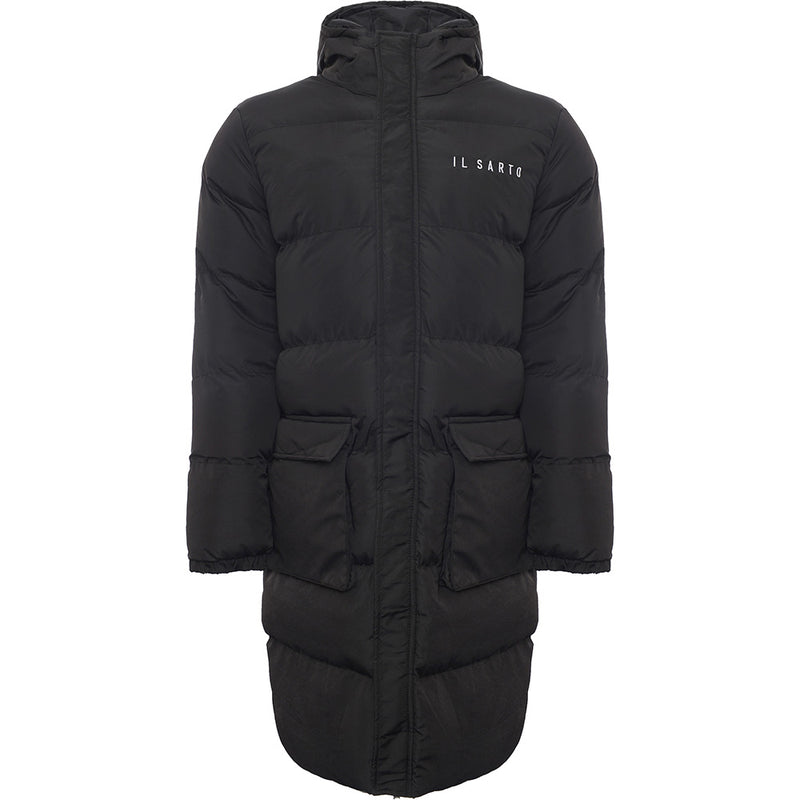 II Sarto Women's Black Longline Logo Puffer Coat