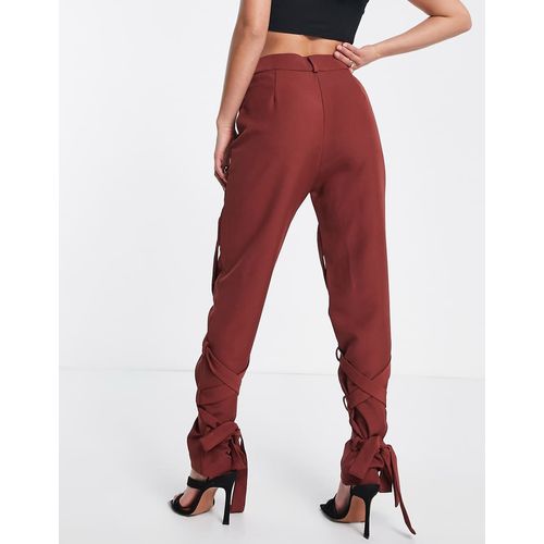 Club L London Womens Petite Tie Detail Cigarett In Brown