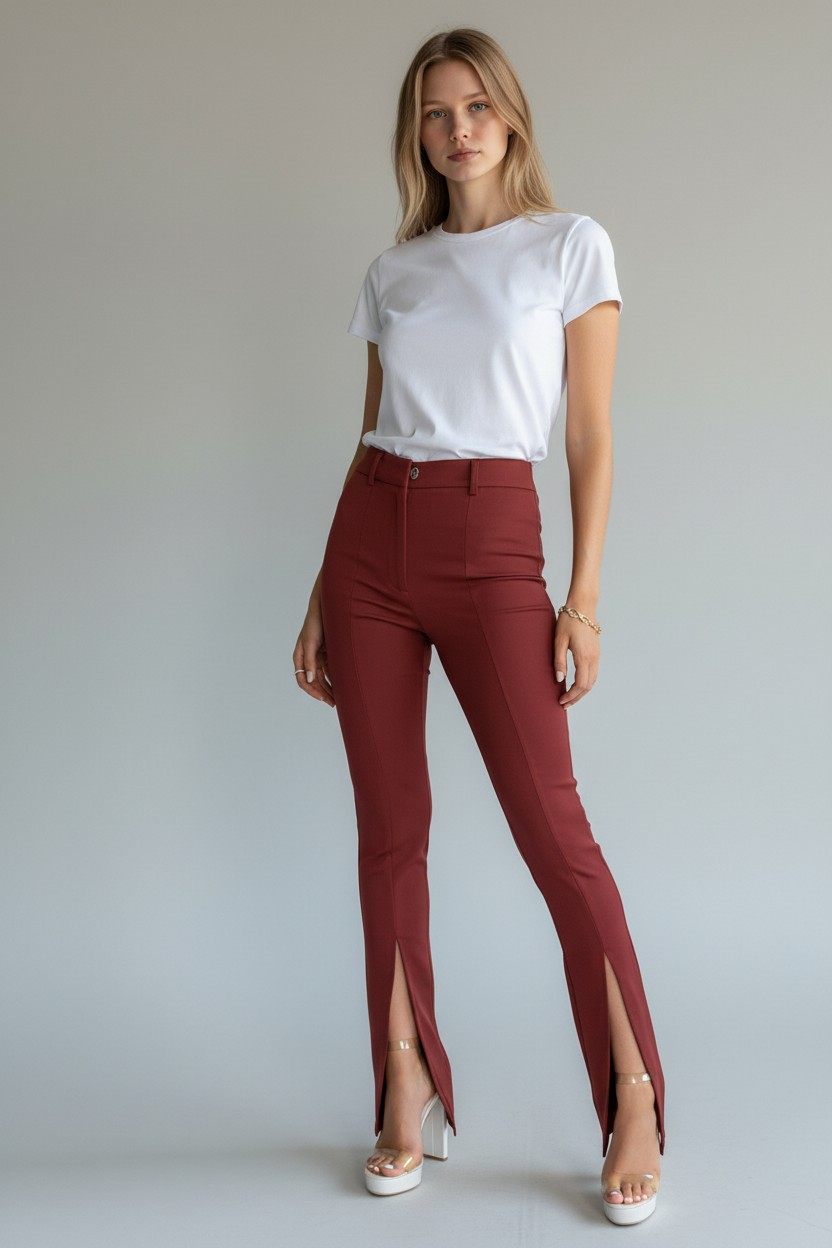 Club L London Womens Front Split Trouser In Brown