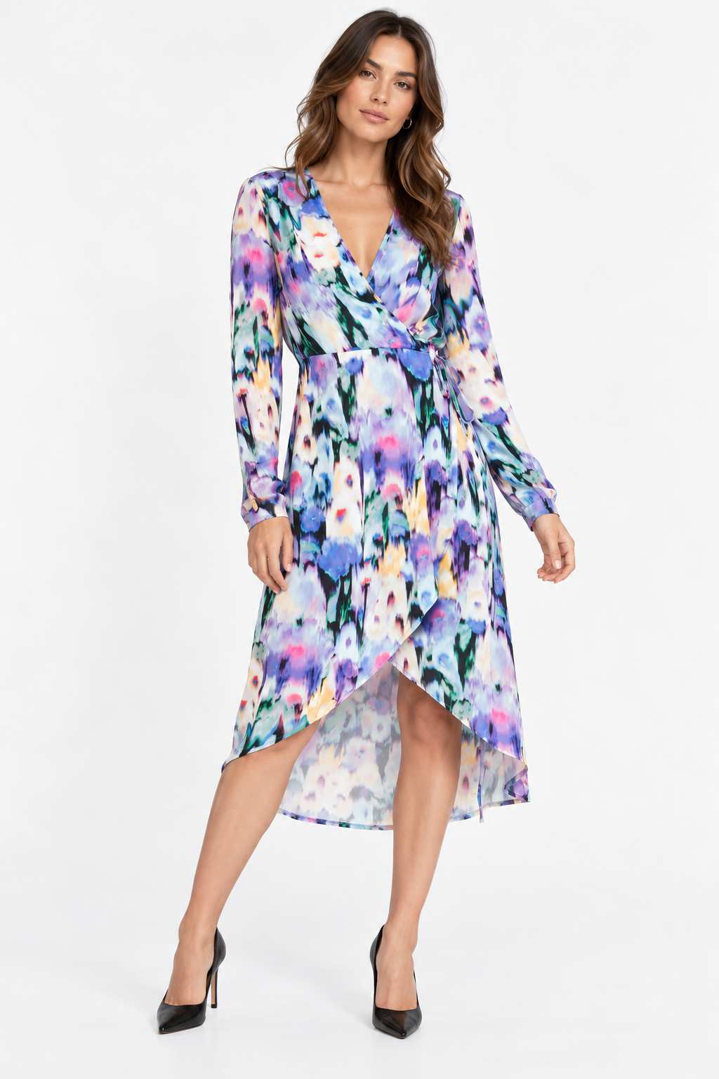 Twisted Wunder Womens Printed Wrap Dress In Multi