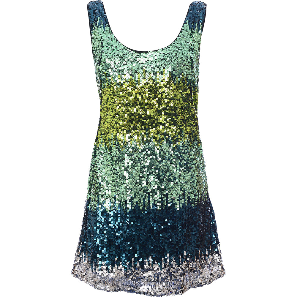 French Connection Women's Emerald Sequin-Dgreen Estari Ombre Swing Mini Dress