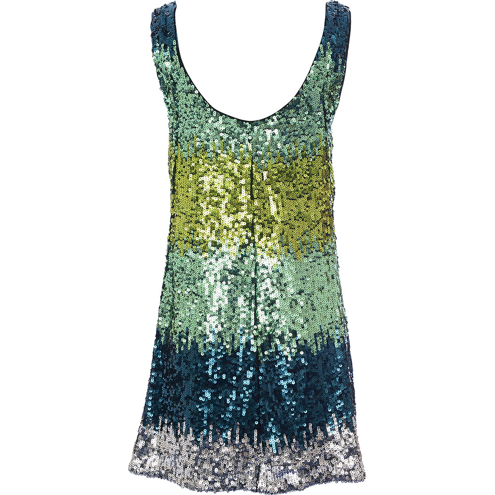 French Connection Women's Emerald Sequin-Dgreen Estari Ombre Swing Mini Dress