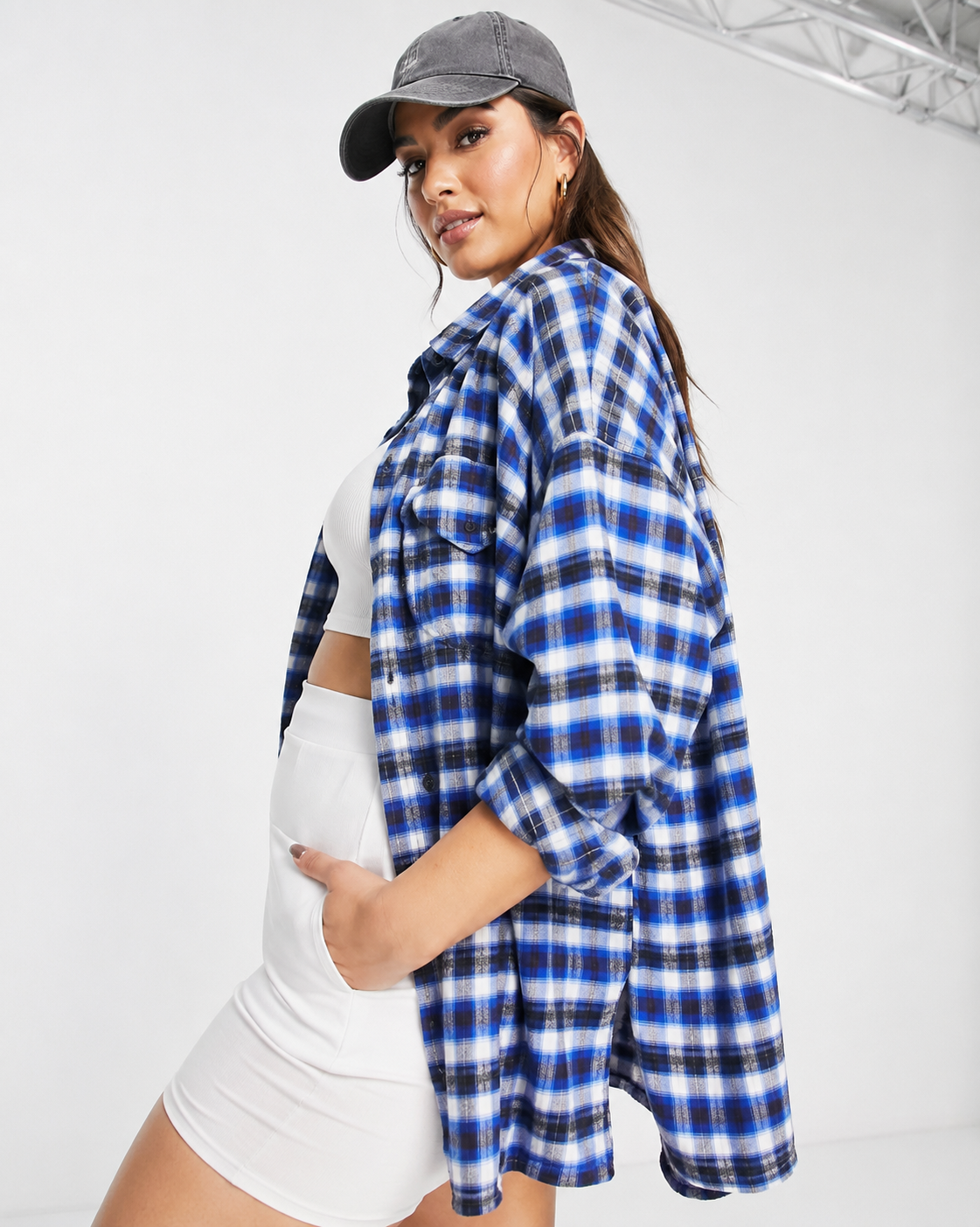 Missguided Womens Missgudied Plus Checked Shirt In Blue