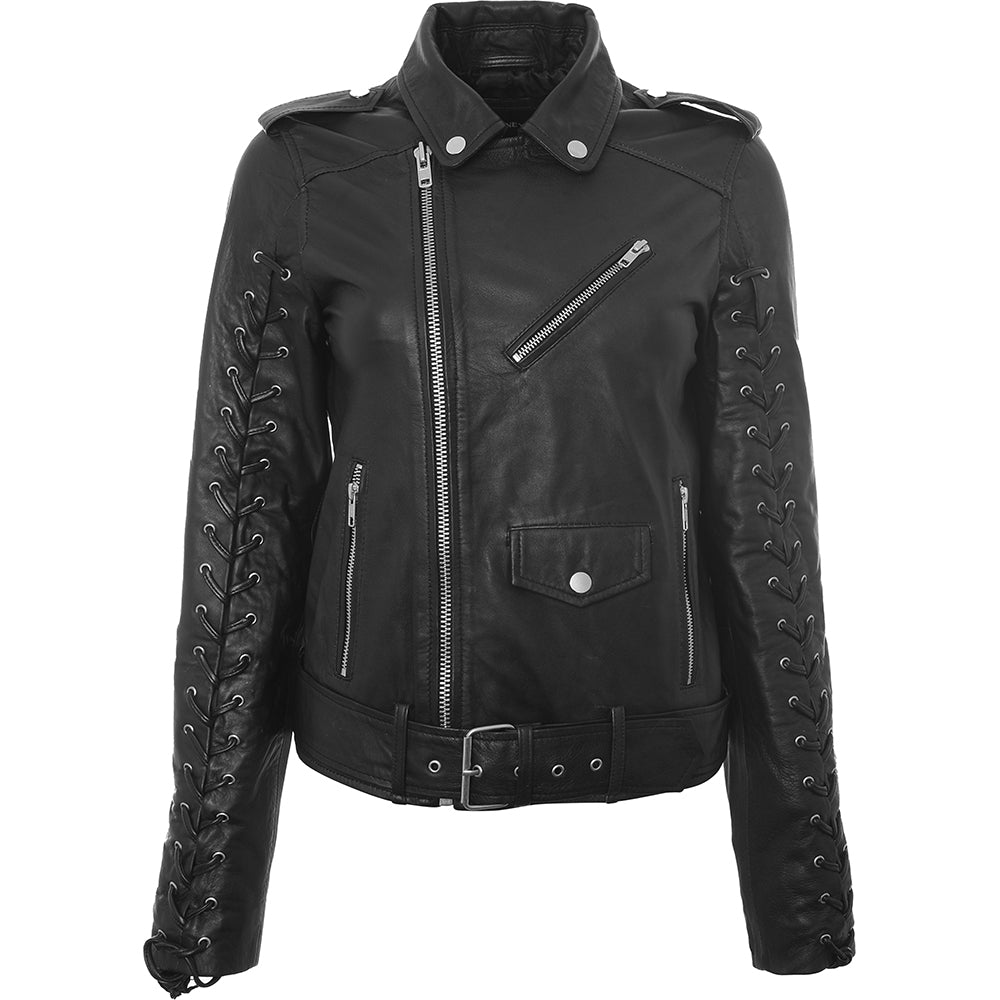 Barney's Originals Women's Real Leather Jacket in Black